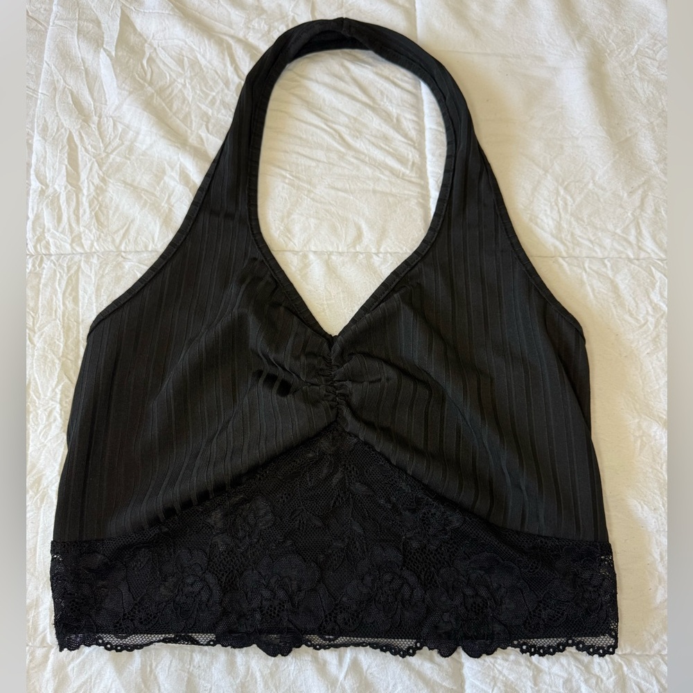 SHEIN Black Lace Halter Bralette